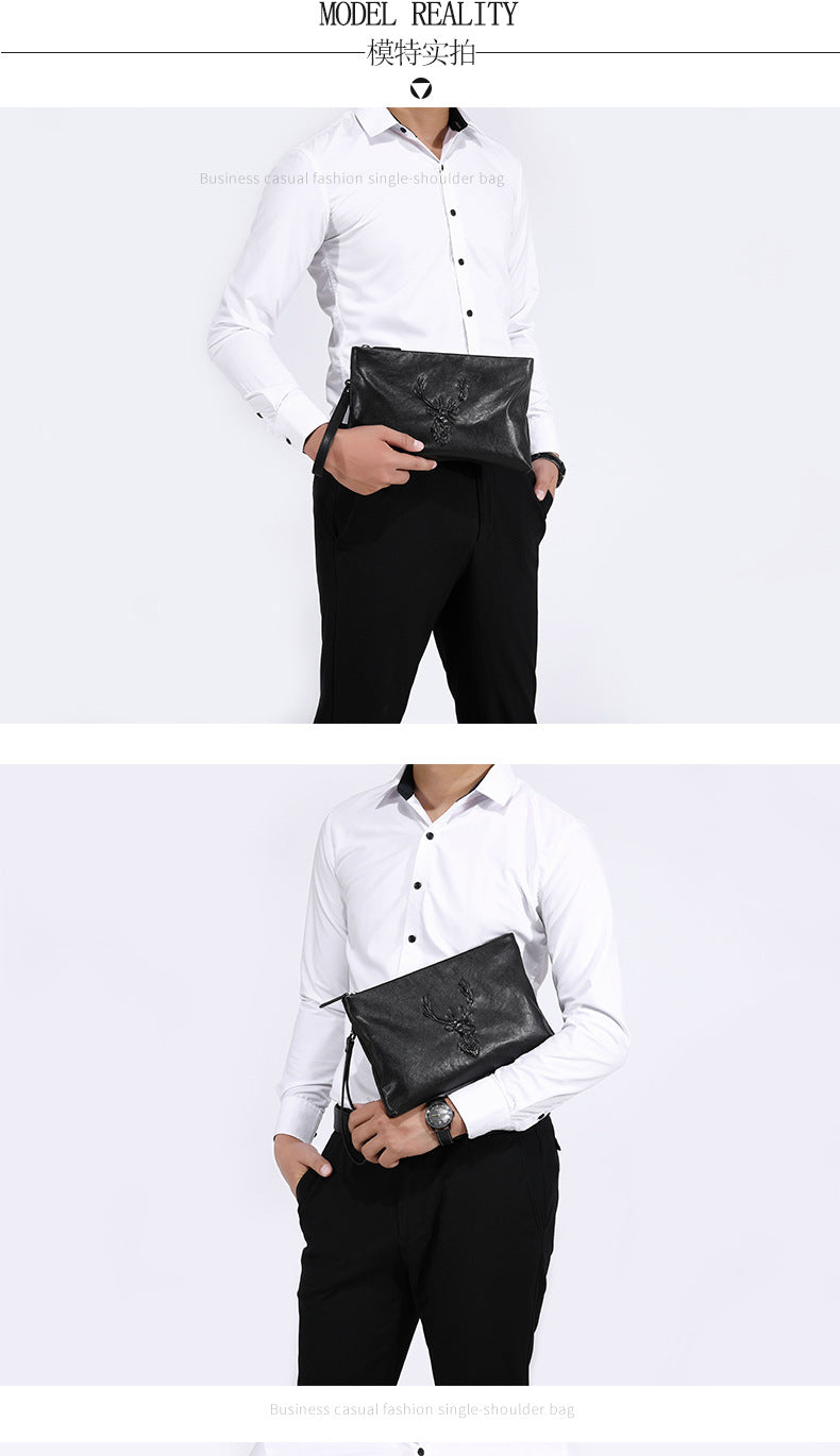 Men's handbag genuine leather cowhide business casual fashion large capacity men's wallet