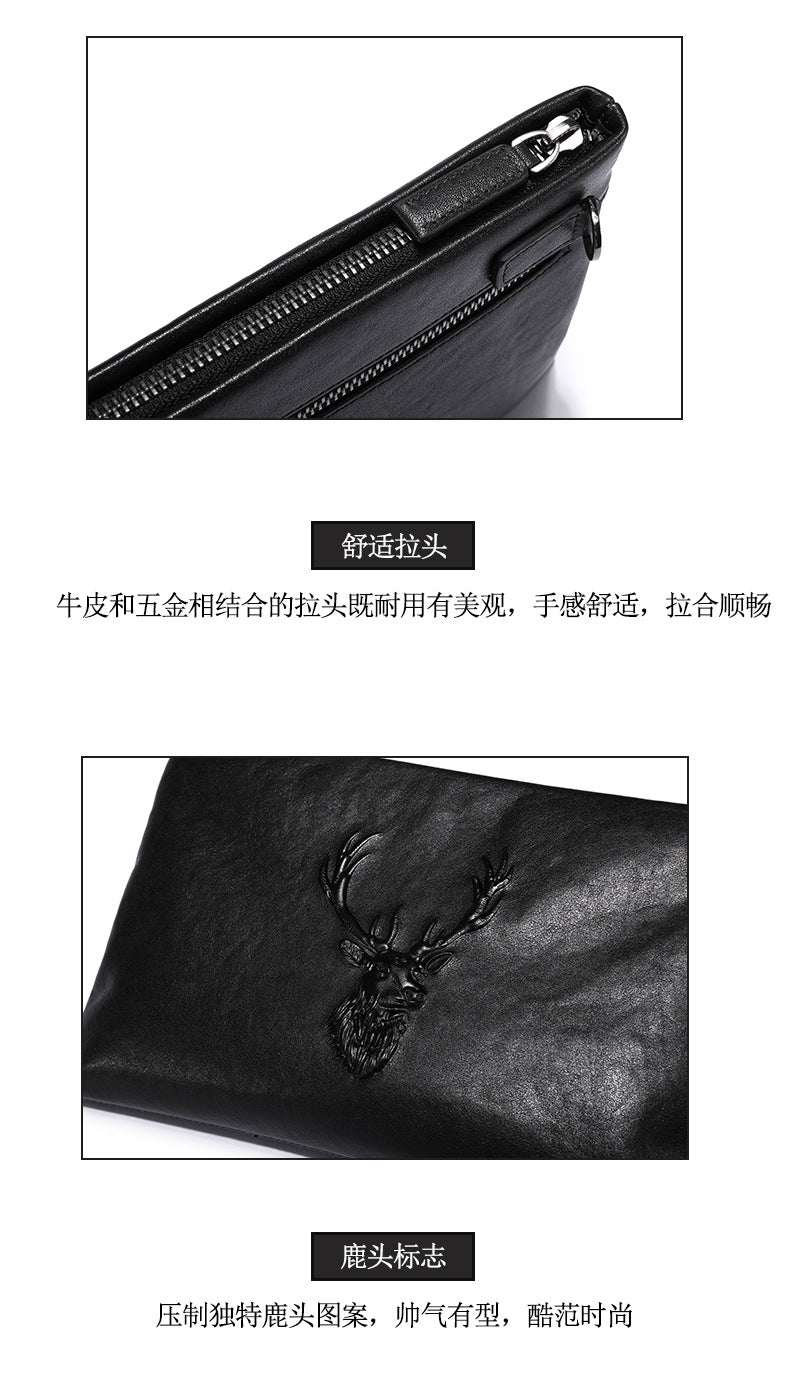 Men's handbag genuine leather cowhide business casual fashion large capacity men's wallet