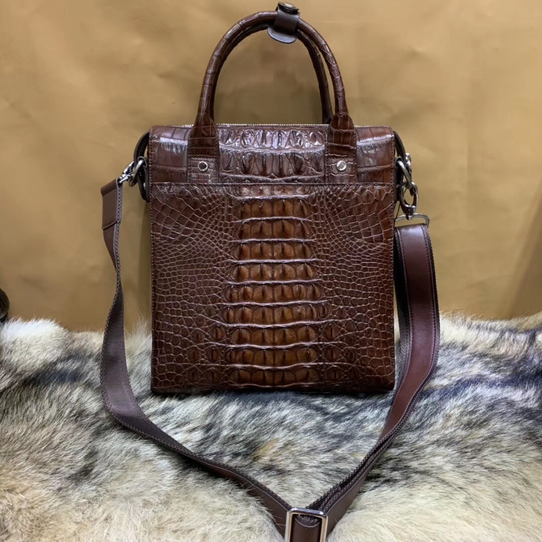 Men's briefcase Taiwanese crocodile osteoderm genuine leather business fashion crossbody shoulder bag men's handbag