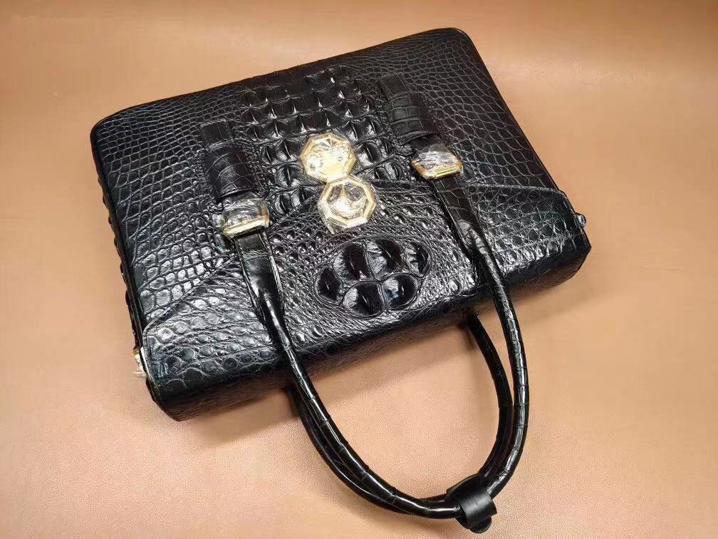 Taiwan Crocodile Skin Genuine Leather Men's Briefcase Casual Handbag Shoulder Bag