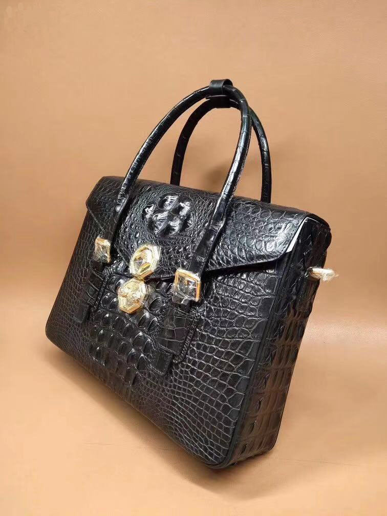 Taiwan Crocodile Skin Genuine Leather Men's Briefcase Casual Handbag Shoulder Bag