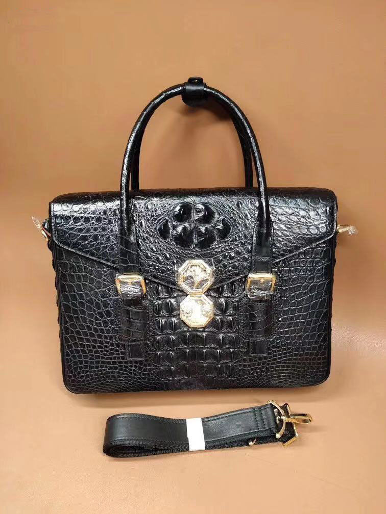 Taiwan Crocodile Skin Genuine Leather Men's Briefcase Casual Handbag Shoulder Bag
