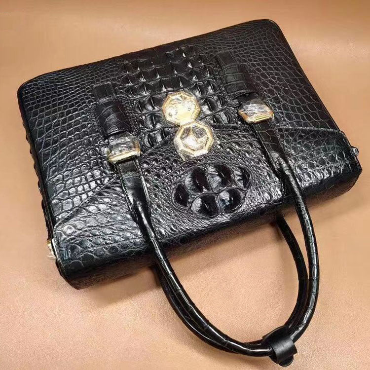 Taiwan Crocodile Skin Genuine Leather Men's Briefcase Casual Handbag Shoulder Bag