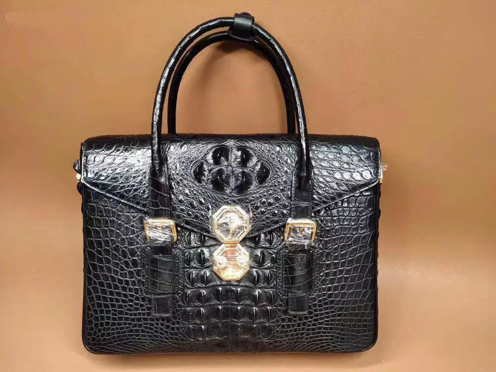 Taiwan Crocodile Skin Genuine Leather Men's Briefcase Casual Handbag Shoulder Bag