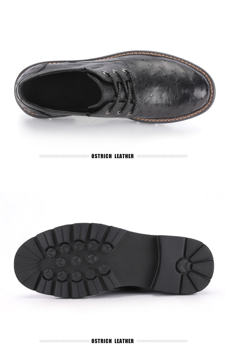 New South African Ostrich Skin Genuine Leather Men's Shoes Anti-slip Wear-resistant Fashion Casual Shoes