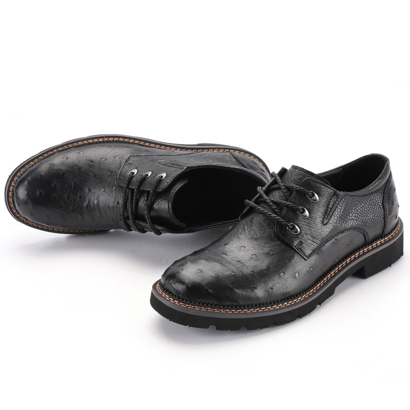 New South African Ostrich Skin Genuine Leather Men's Shoes Anti-slip Wear-resistant Fashion Casual Shoes