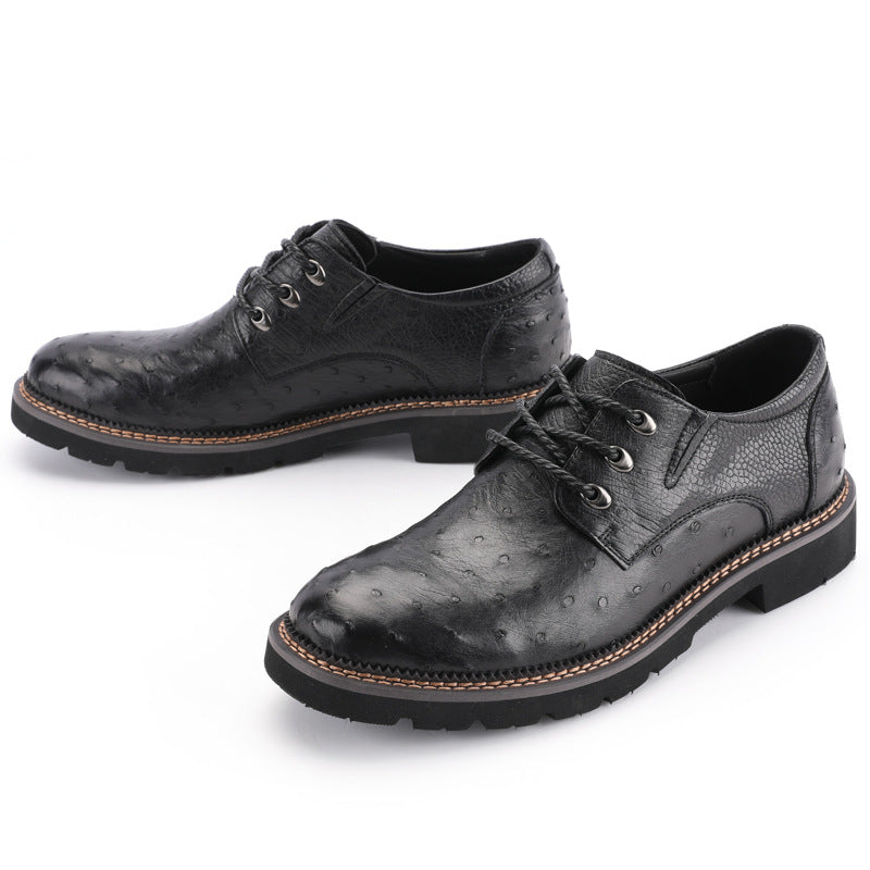 New South African Ostrich Skin Genuine Leather Men's Shoes Anti-slip Wear-resistant Fashion Casual Shoes