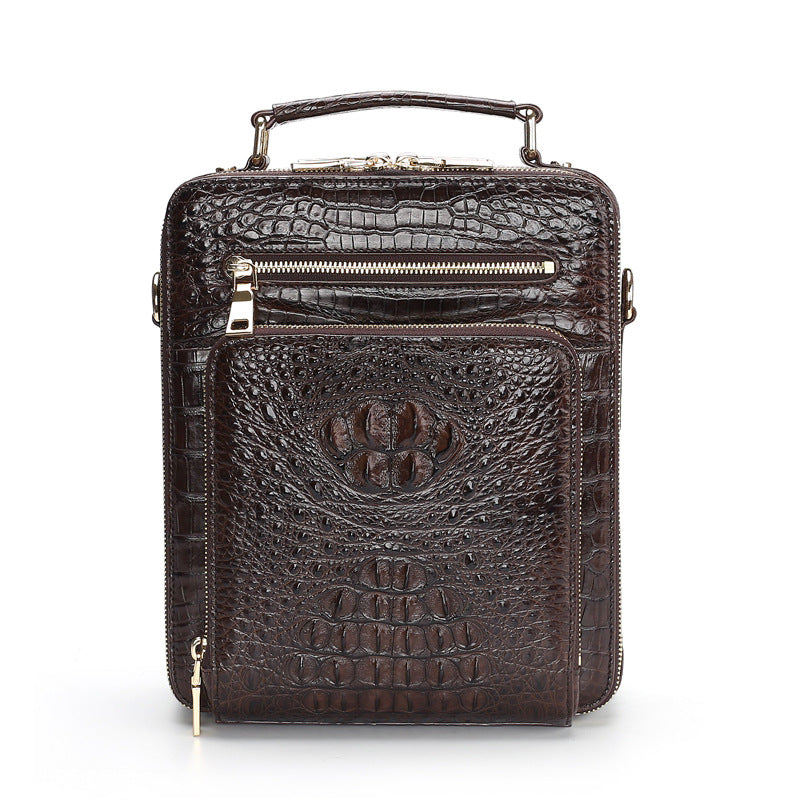 Siamese Crocodile Skin Genuine Leather Men's Shoulder Bag Business Casual Crossbody Bag Handbag
