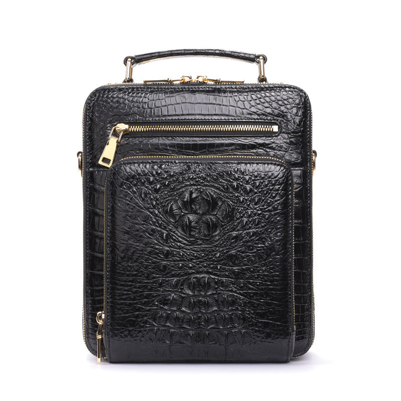 Siamese Crocodile Skin Genuine Leather Men's Shoulder Bag Business Casual Crossbody Bag Handbag
