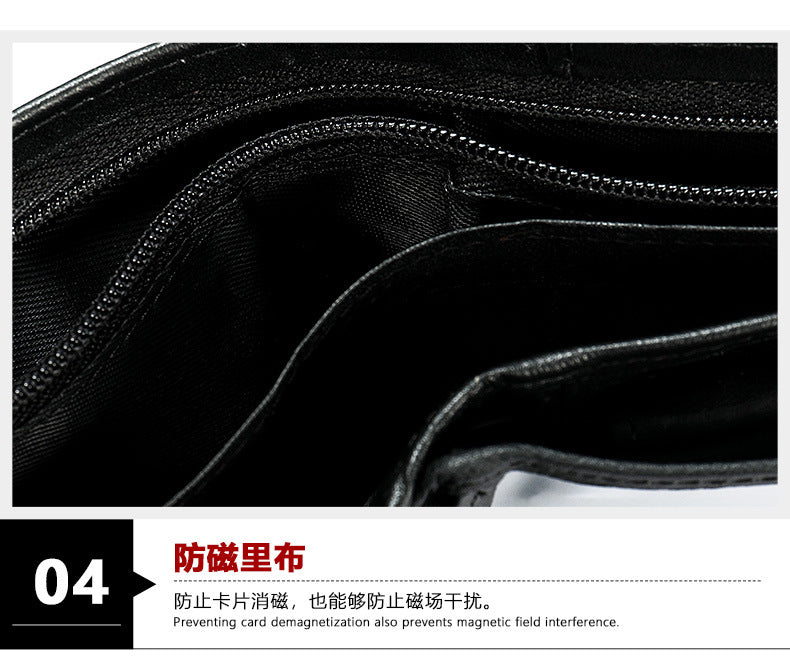 Men's Short Wallet Cowhide Genuine Leather RFID Card Holder Retro Men's Wallet Card Bag