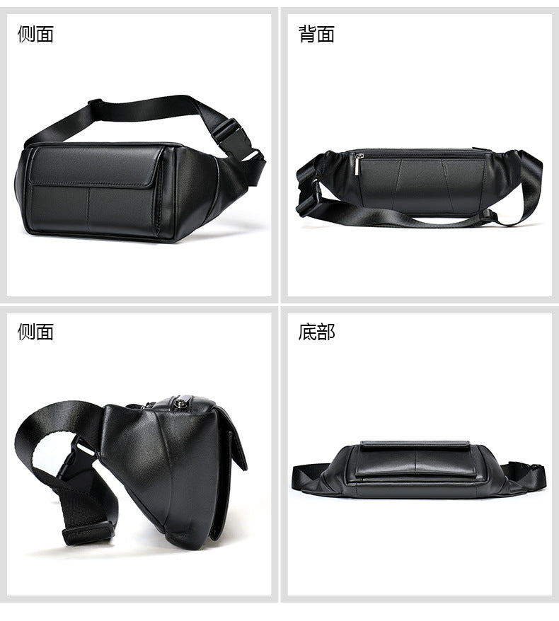 Men's Bust Bag Sheepskin Genuine Leather Sports Multifunctional Men's Waist Bag