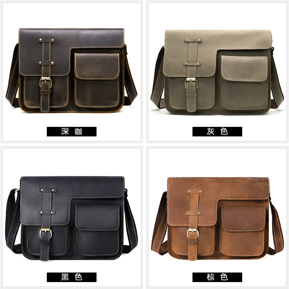 Men's Shoulder Bag Made of Genuine Cowhide Leather High Quality Vintage Large Capacity Men's Crossbody Bag Briefcase