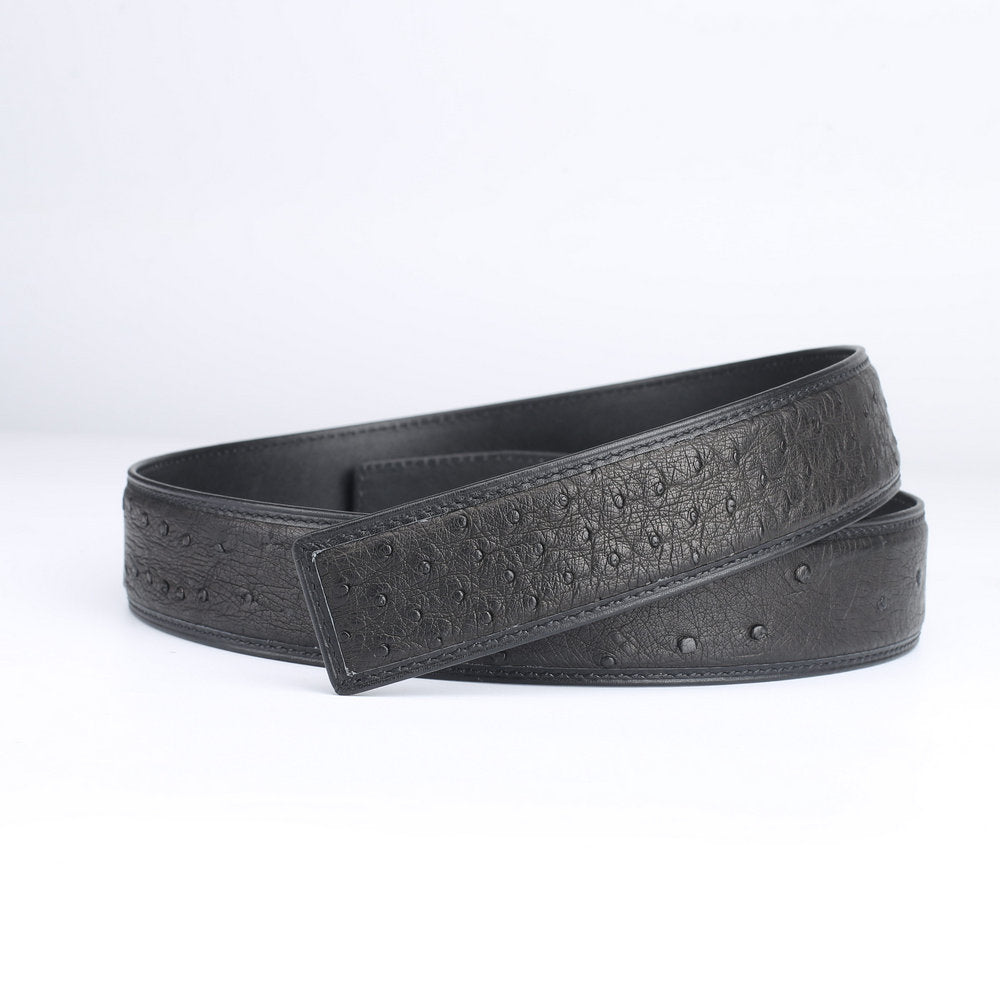 Width 3.8cm Ostrich Skin Genuine Leather Men's Belt Casual Plate Buckle Needle Buckle Men Belt No Buckle