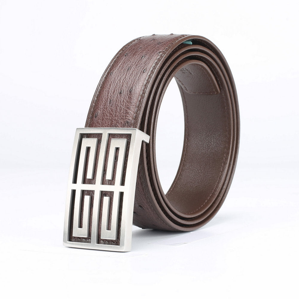 South African Ostrich Skin Genuine Leather Men's Belt No joints Smooth buckle Luxury men's belt