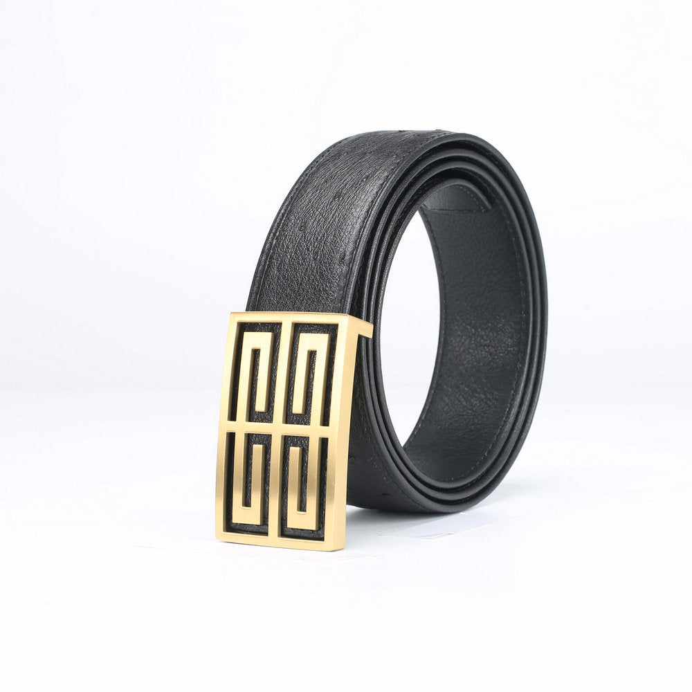 South African Ostrich Skin Genuine Leather Men's Belt No joints Smooth buckle Luxury men's belt