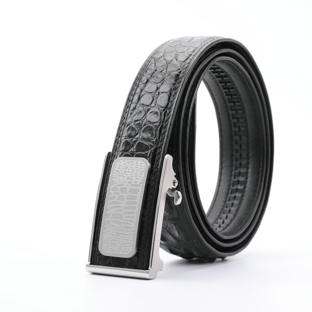 Men's Belt Siamese Crocodile Skin Genuine Leather High Quality Automatic Buckle Casual
