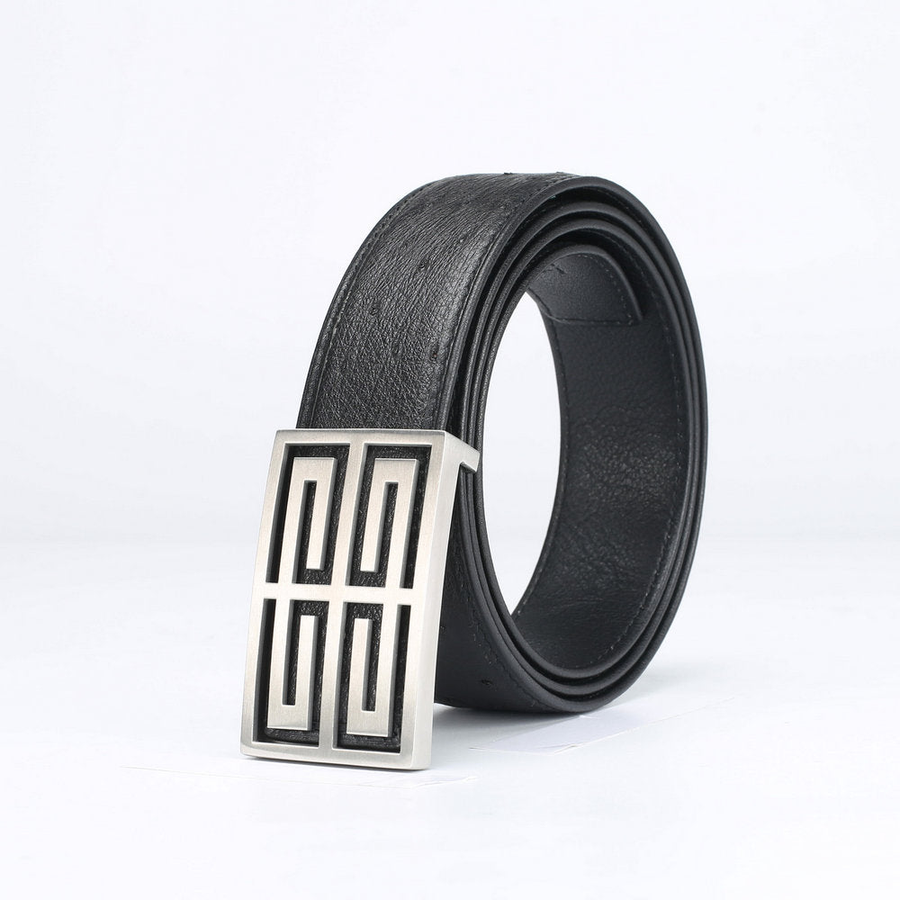South African Ostrich Skin Genuine Leather Men's Belt No joints Smooth buckle Luxury men's belt