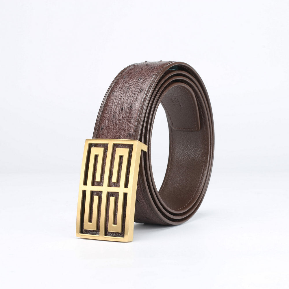 South African Ostrich Skin Genuine Leather Men's Belt No joints Smooth buckle Luxury men's belt