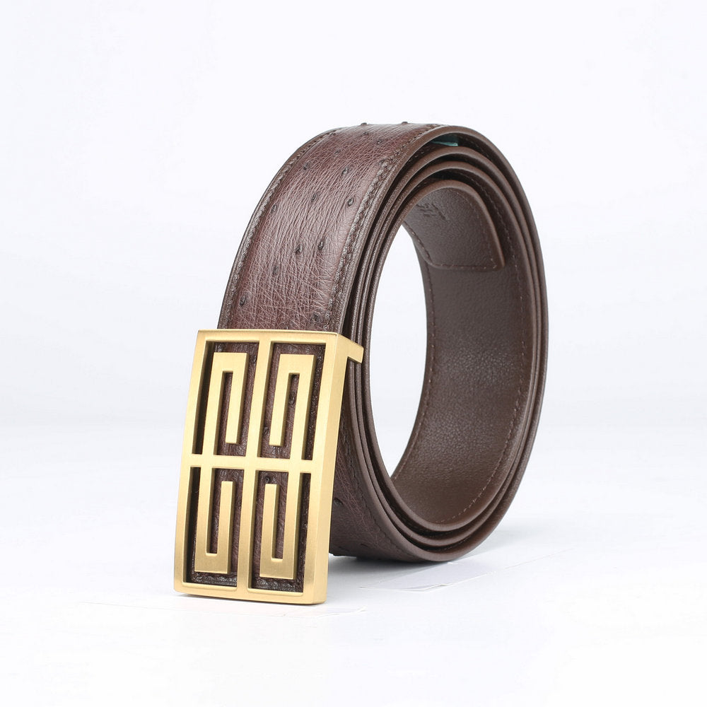 South African Ostrich Skin Genuine Leather Men's Belt No joints Smooth buckle Luxury men's belt