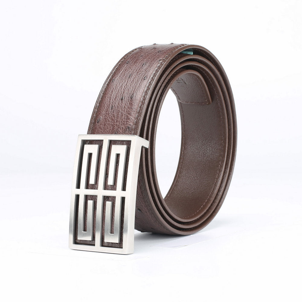 South African Ostrich Skin Genuine Leather Men's Belt No joints Smooth buckle Luxury men's belt