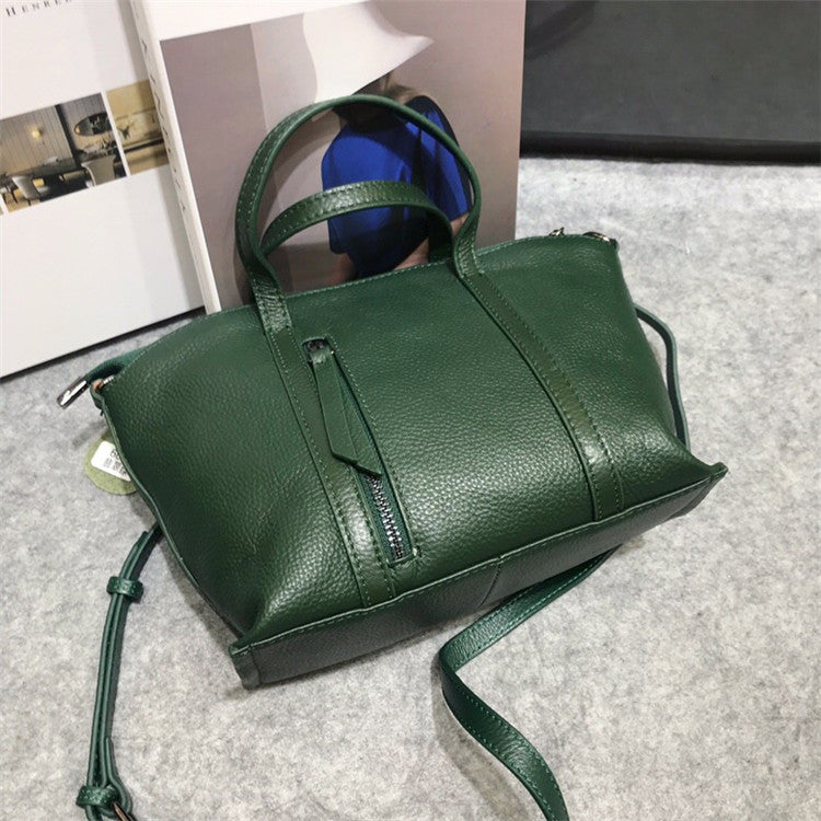 Women's handbag genuine leather shoulder bag cowhide temperament crossbody bag zipper commuting OL