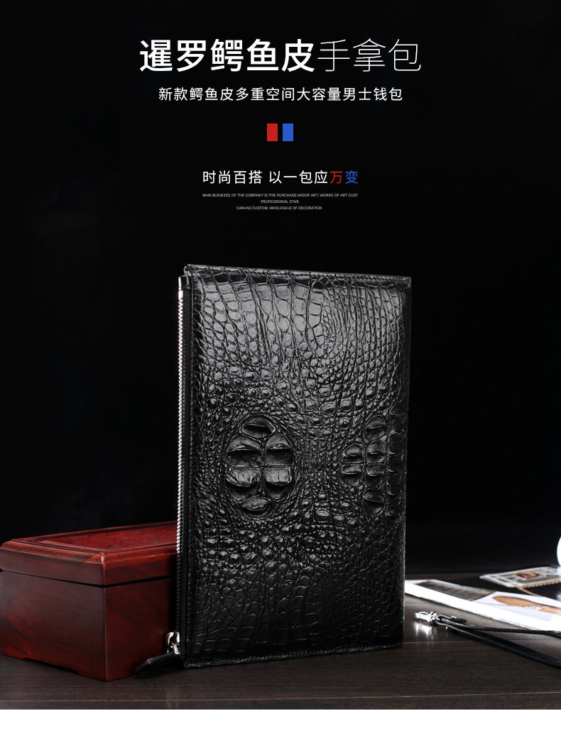 Siamese Crocodile Skin Men's Bag Genuine Leather Business Casual Handbag