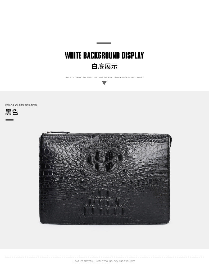 Siamese Crocodile Skin Genuine Leather Men's Bag Casual Commuting Business Handbag