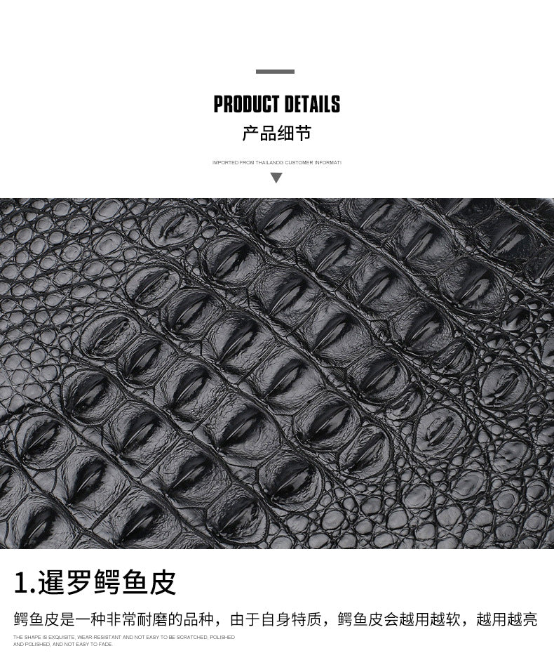 Siamese Crocodile Skin Genuine Leather Men's Bag Casual Commuting Business Handbag
