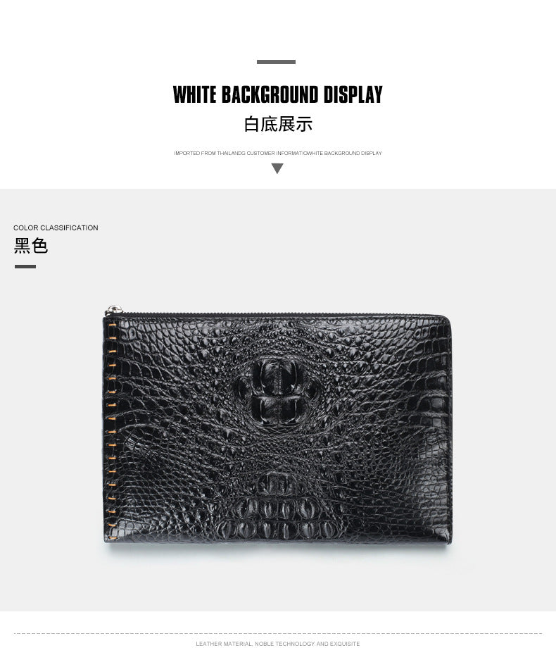 New Crocodile Skin Men's Handbag Business Casual Half Hand Sewn Men's Bag