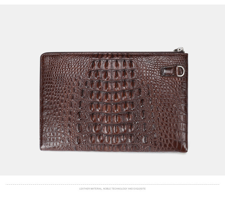 New Crocodile Skin Men's Handbag Business Casual Half Hand Sewn Men's Bag
