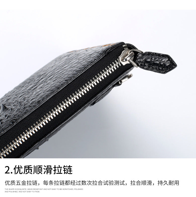 New Crocodile Skin Men's Handbag Business Casual Half Hand Sewn Men's Bag