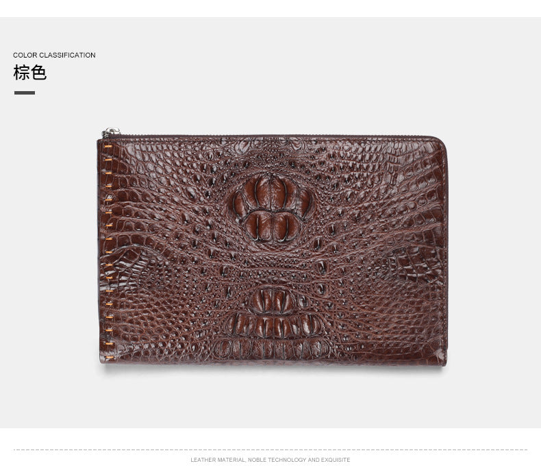 New Crocodile Skin Men's Handbag Business Casual Half Hand Sewn Men's Bag