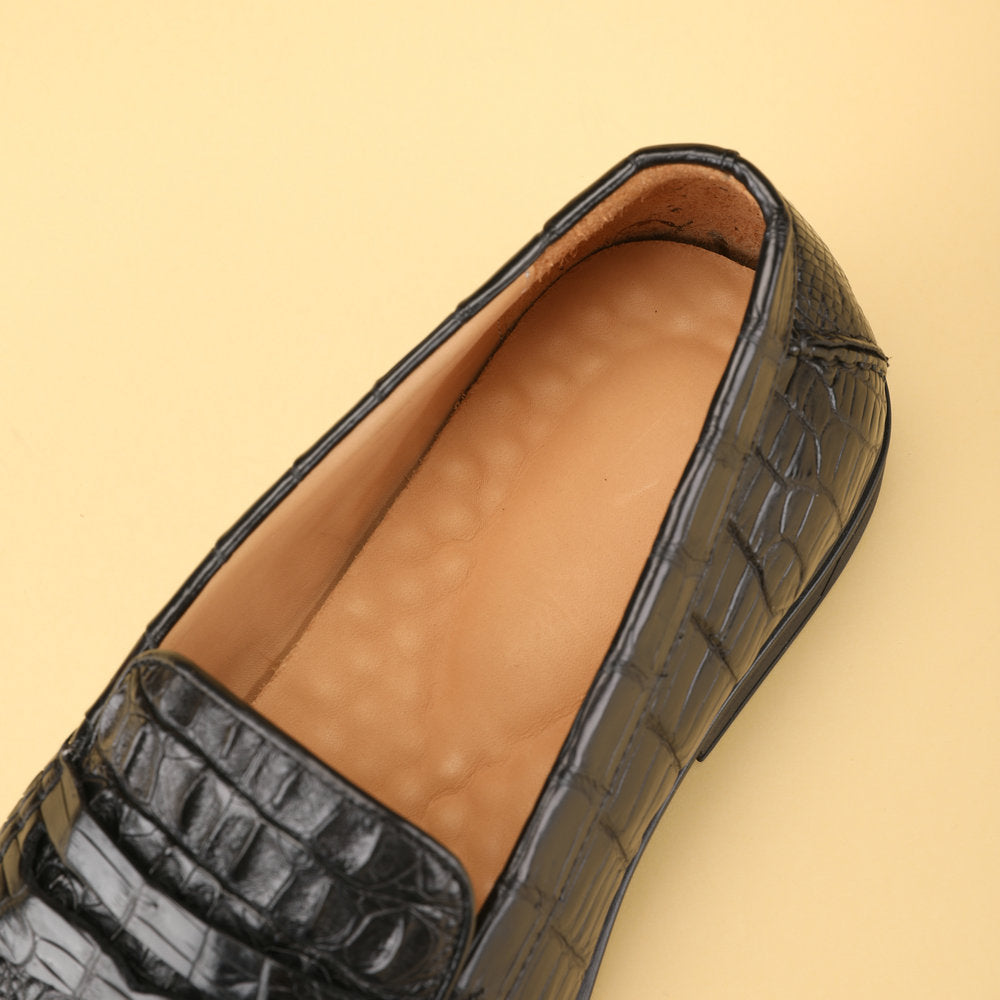 New Men's Leather Shoes Crocodile Skin Genuine Leather Moccasins Business Casual Formal Shoes