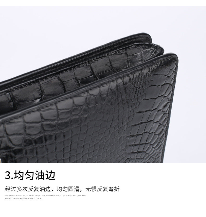 Siamese Crocodile Skin Genuine Leather Men's Bag Casual Commuting Business Handbag