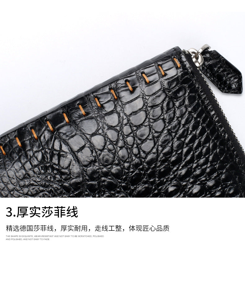 New Crocodile Skin Men's Handbag Business Casual Half Hand Sewn Men's Bag