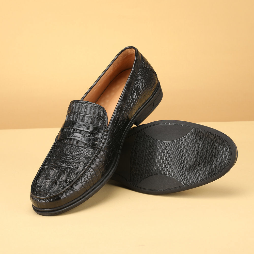 New Men's Leather Shoes Crocodile Skin Genuine Leather Moccasins Business Casual Formal Shoes
