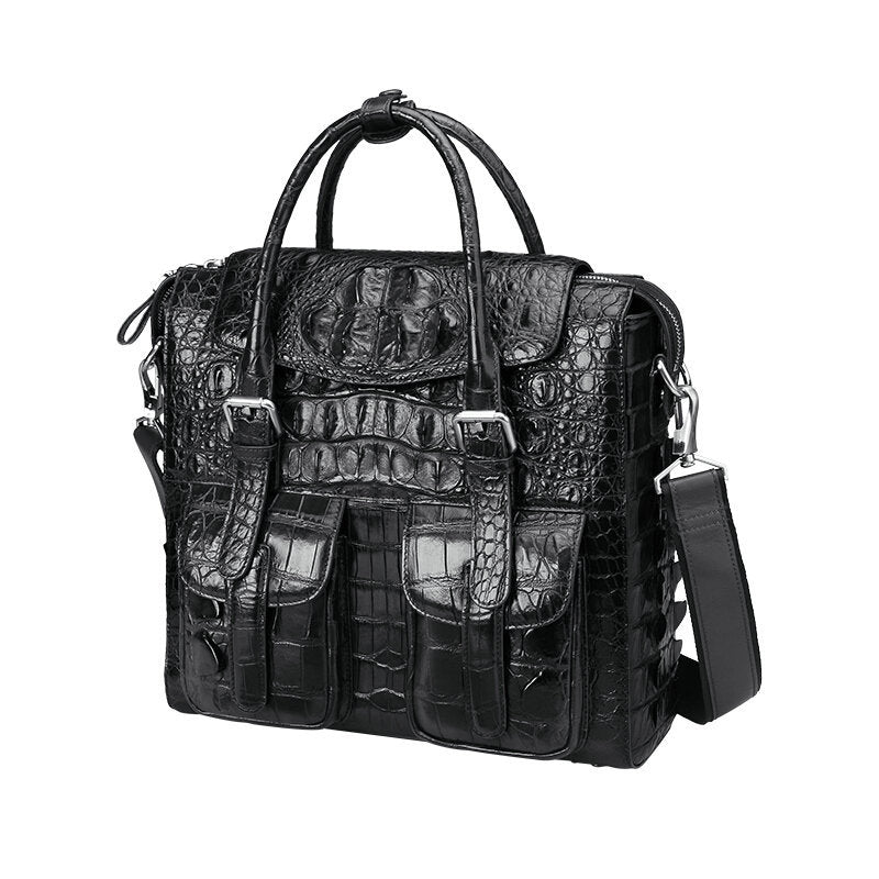New Men's Briefcase Crocodile Skin Genuine Leather Handbag Commuting Work Business Business Bag for Men