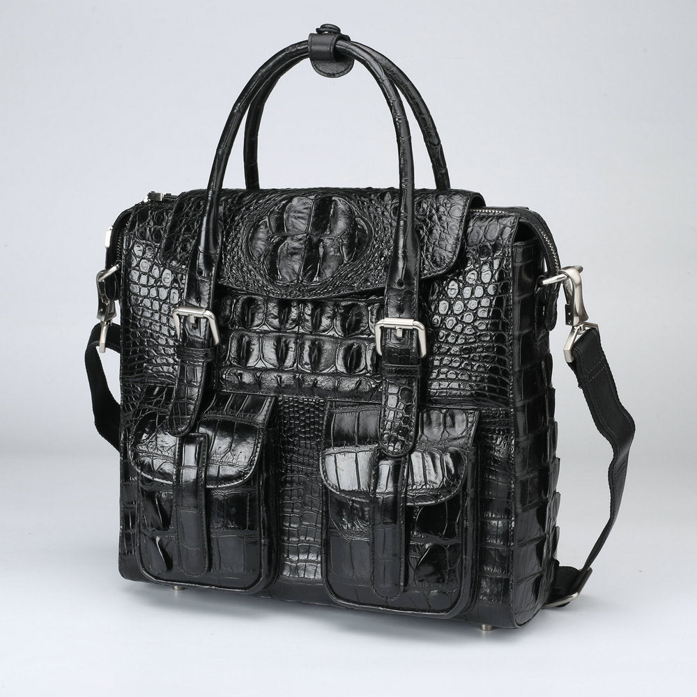New Men's Briefcase Crocodile Skin Genuine Leather Handbag Commuting Work Business Business Bag for Men
