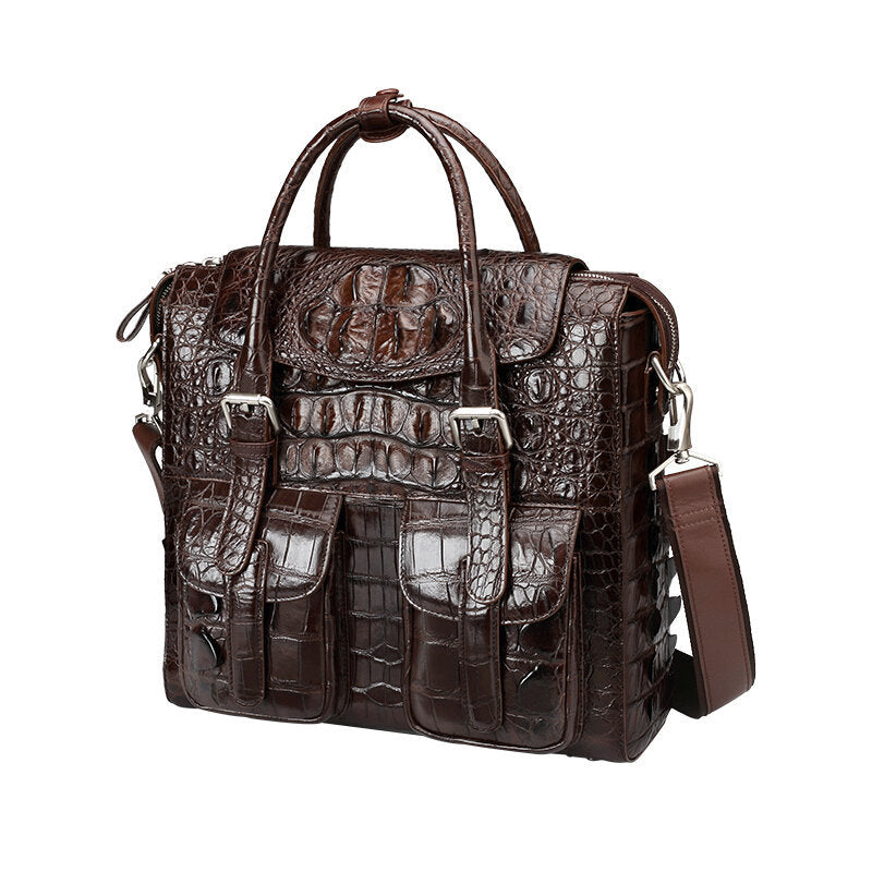 New Men's Briefcase Crocodile Skin Genuine Leather Handbag Commuting Work Business Business Bag for Men