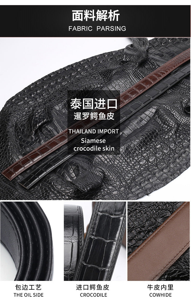 Men's business automatic buckle 3.4 crocodile leather belt men dermis