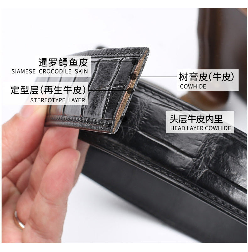 Men's business automatic buckle 3.4 crocodile leather belt men dermis