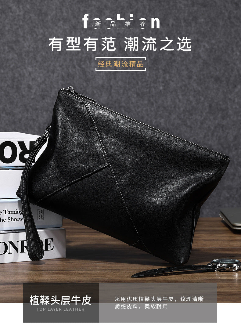 Men's Clutch Bag Made of Cowhide Genuine Leather High Quality Large Capacity Men's Handbag