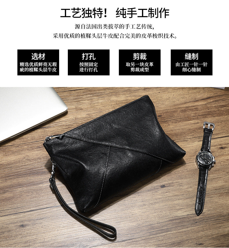 Men's Clutch Bag Made of Cowhide Genuine Leather High Quality Large Capacity Men's Handbag