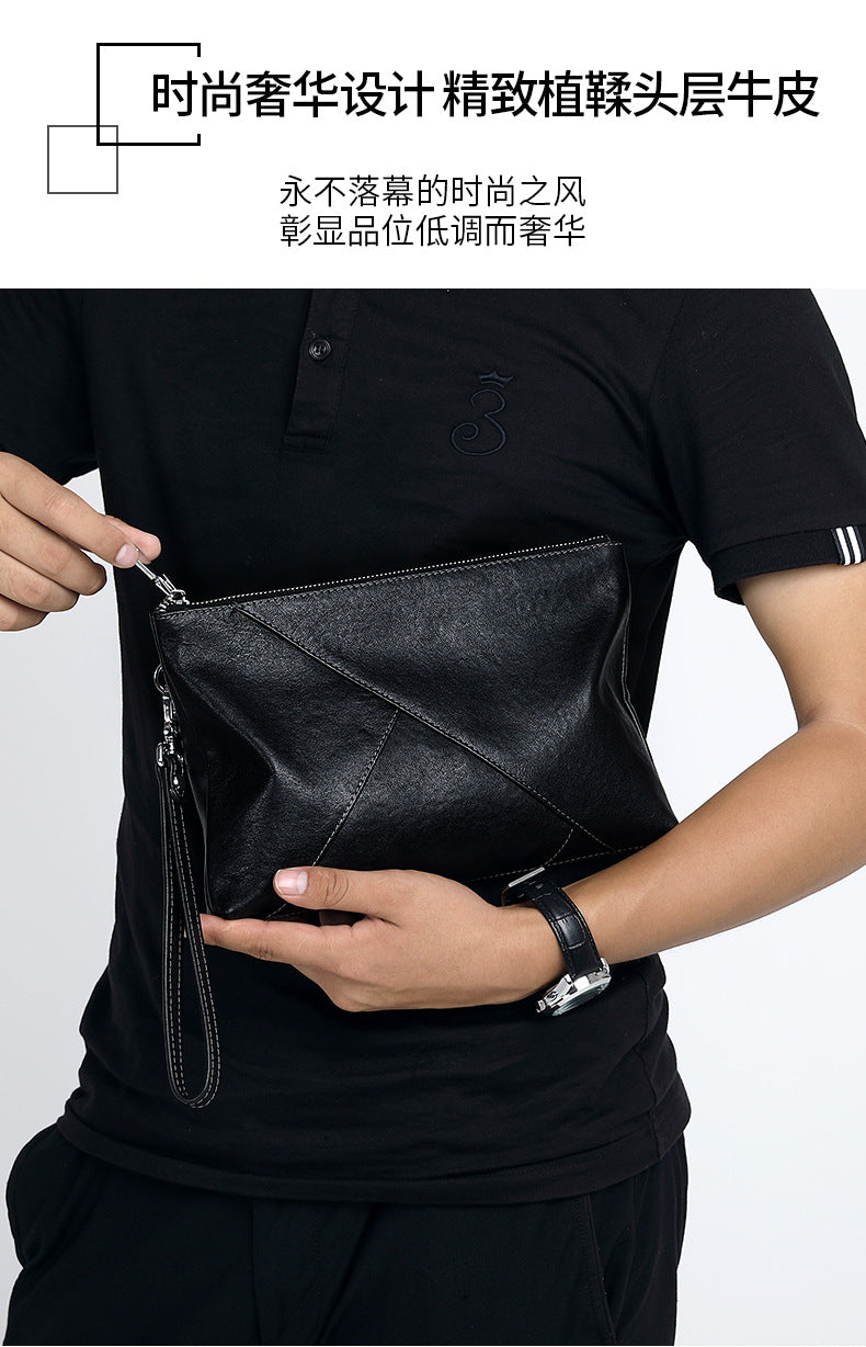 Men's Clutch Bag Made of Cowhide Genuine Leather High Quality Large Capacity Men's Handbag