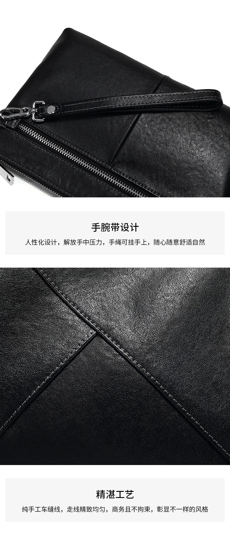 Men's Clutch Bag Made of Cowhide Genuine Leather High Quality Large Capacity Men's Handbag