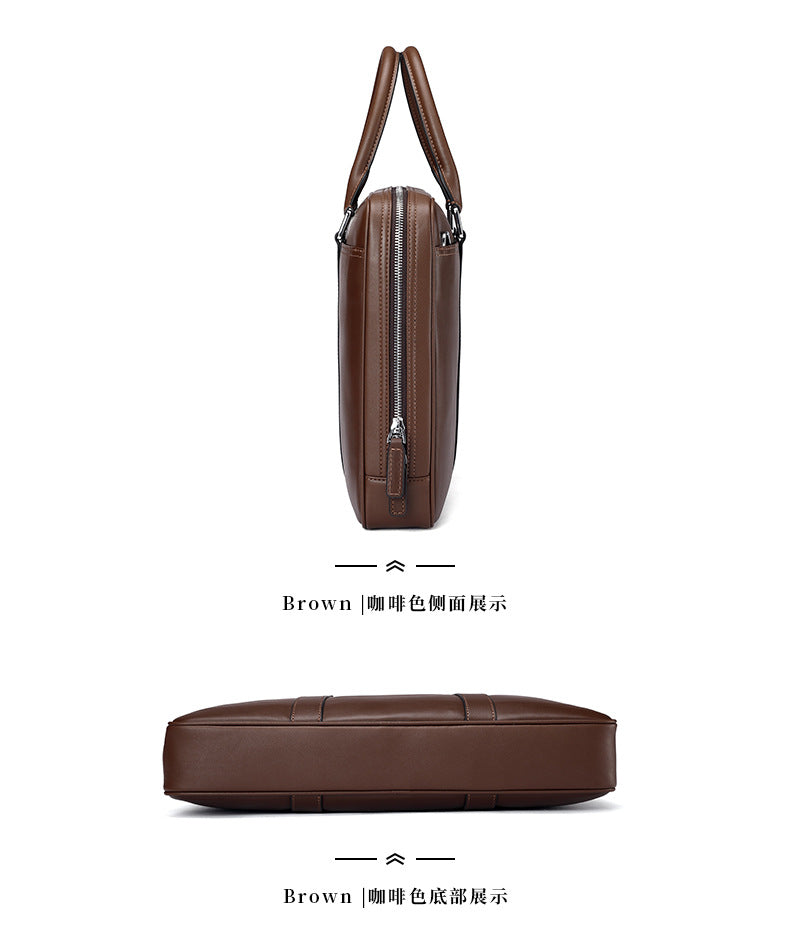 Men's briefcase business genuine cowhide leather casual simple crossbody shoulder bag handbag
