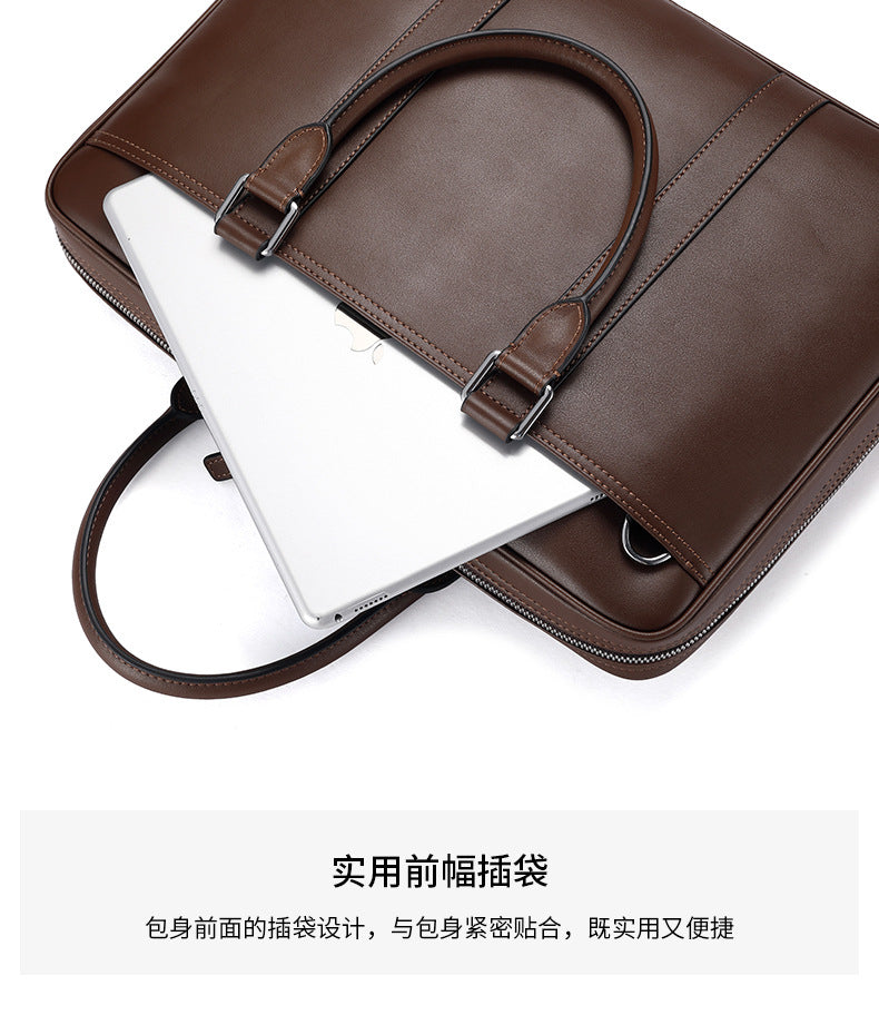 Men's briefcase business genuine cowhide leather casual simple crossbody shoulder bag handbag