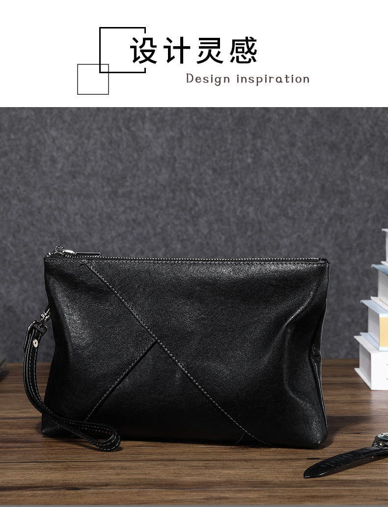 Men's Clutch Bag Made of Cowhide Genuine Leather High Quality Large Capacity Men's Handbag