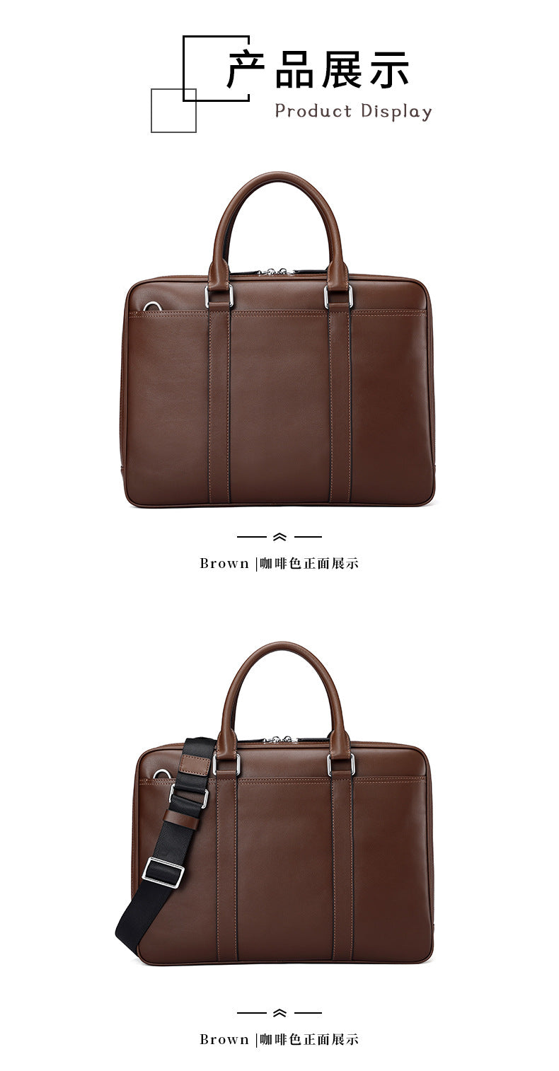 Men's briefcase business genuine cowhide leather casual simple crossbody shoulder bag handbag