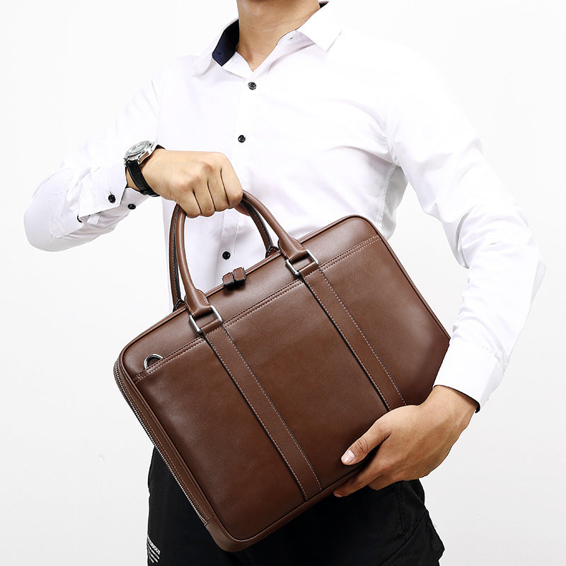 Men's briefcase business genuine cowhide leather casual simple crossbody shoulder bag handbag